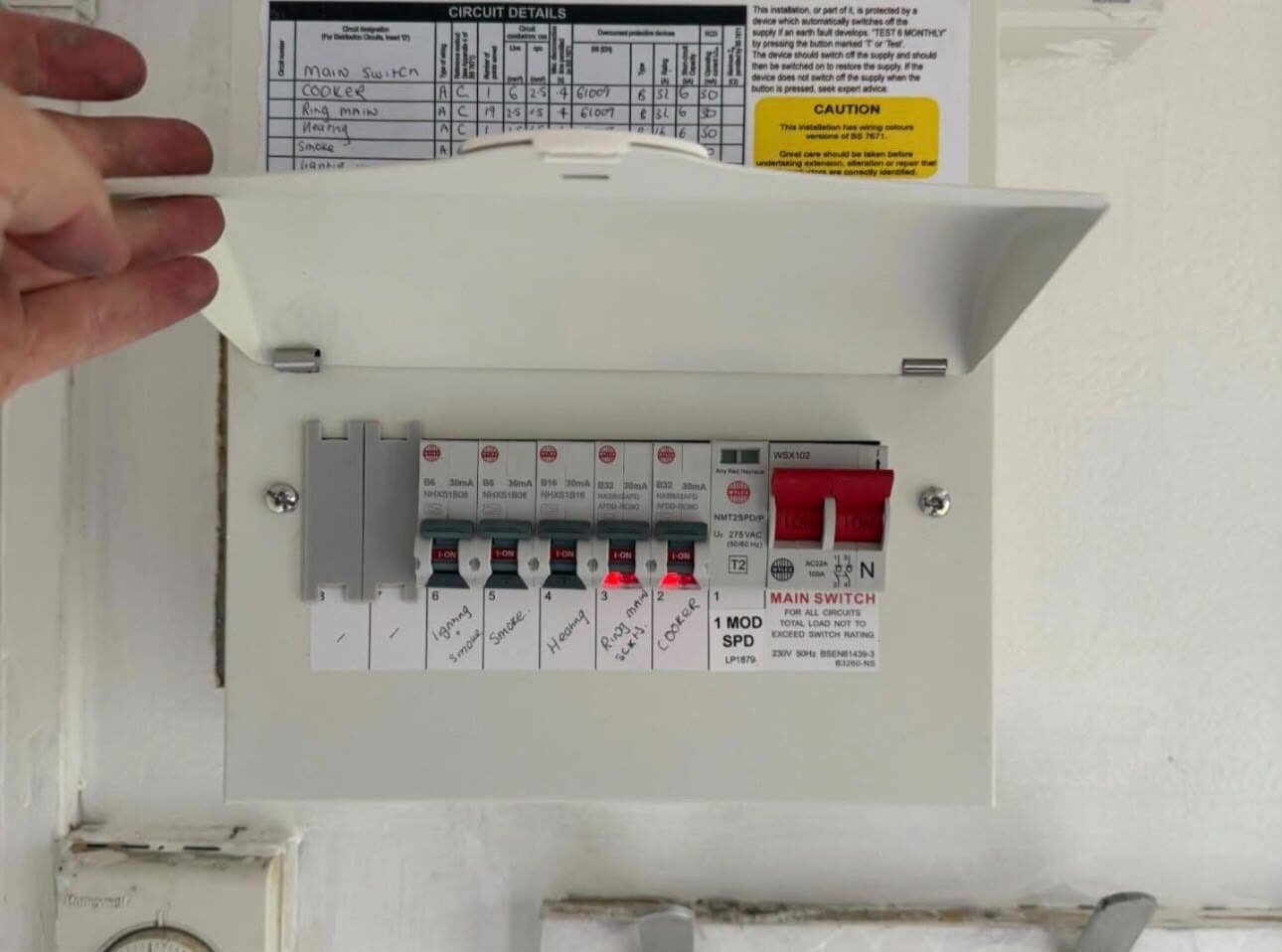 Inside a new consumer unit: RCBOs, surge protection and every circuit named by hand